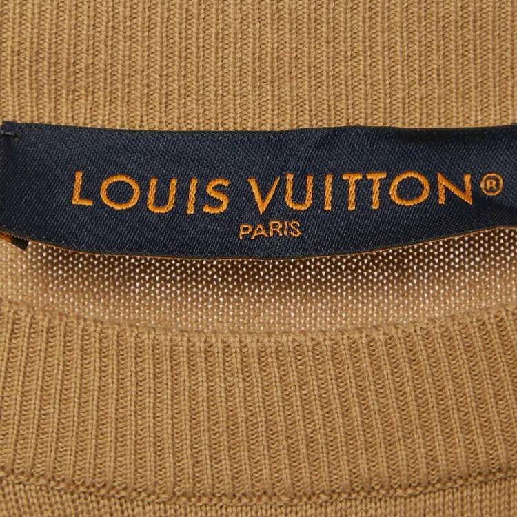 مملوكة مسبقًا Louis Vuitton Beige Monogram Sleeve Cotton Knit T-Shirt 4L