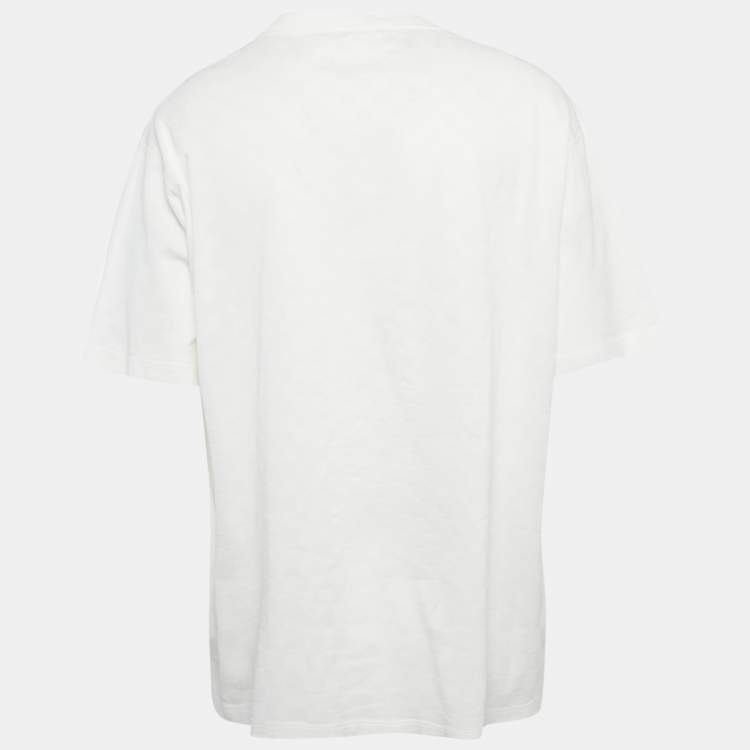 Pre Owned تِي شيرت لوي فيتون قطن أبيض دامير نُقش لويس فيتون فور إل