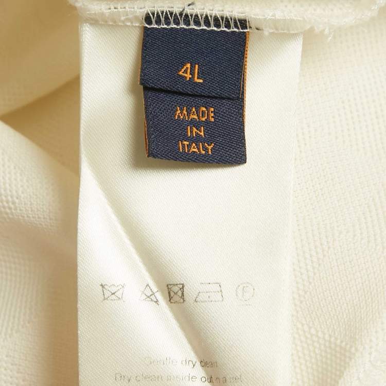 Pre Owned تِي شيرت لوي فيتون قطن أبيض دامير نُقش لويس فيتون فور إل