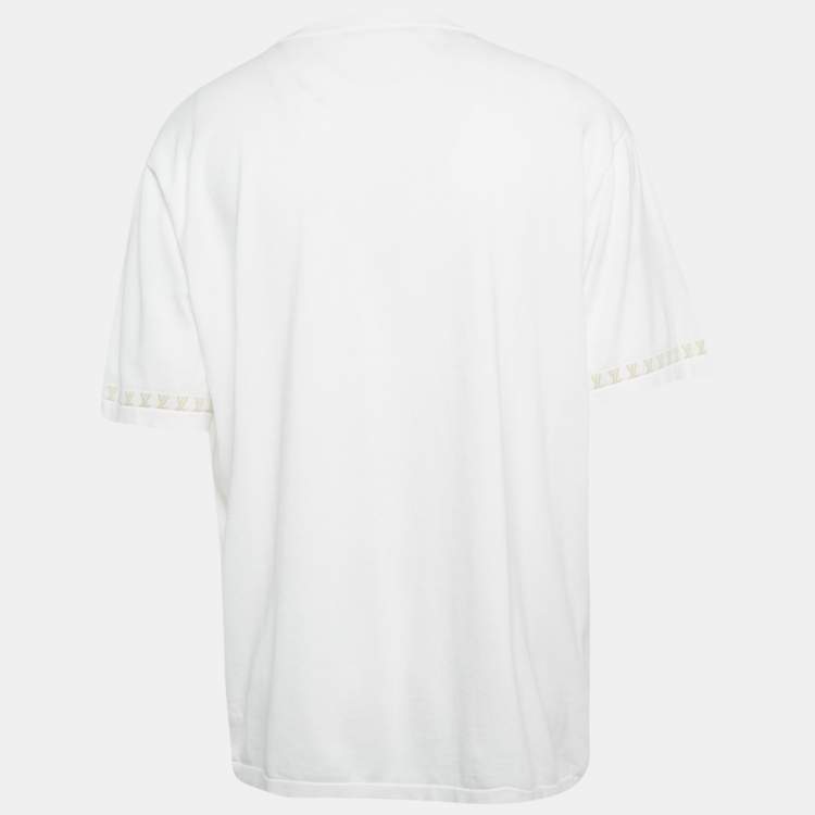 مملوكة مسبقًا Louis Vuitton White Marque L.Vuitton Déposée Intarsia Cotton T-Shirt 4L