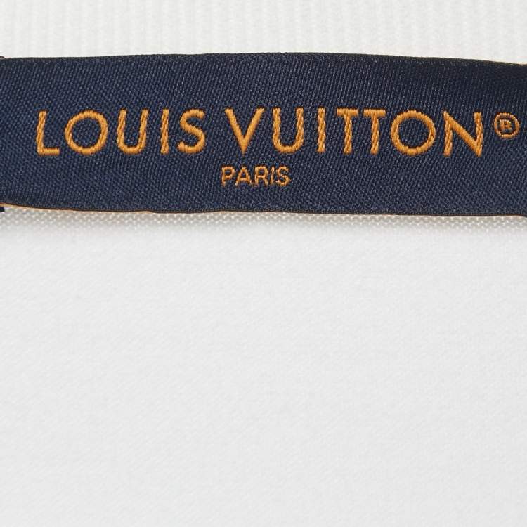 مملوكة مسبقًا Louis Vuitton White Marque L.Vuitton Déposée Intarsia Cotton T-Shirt 4L