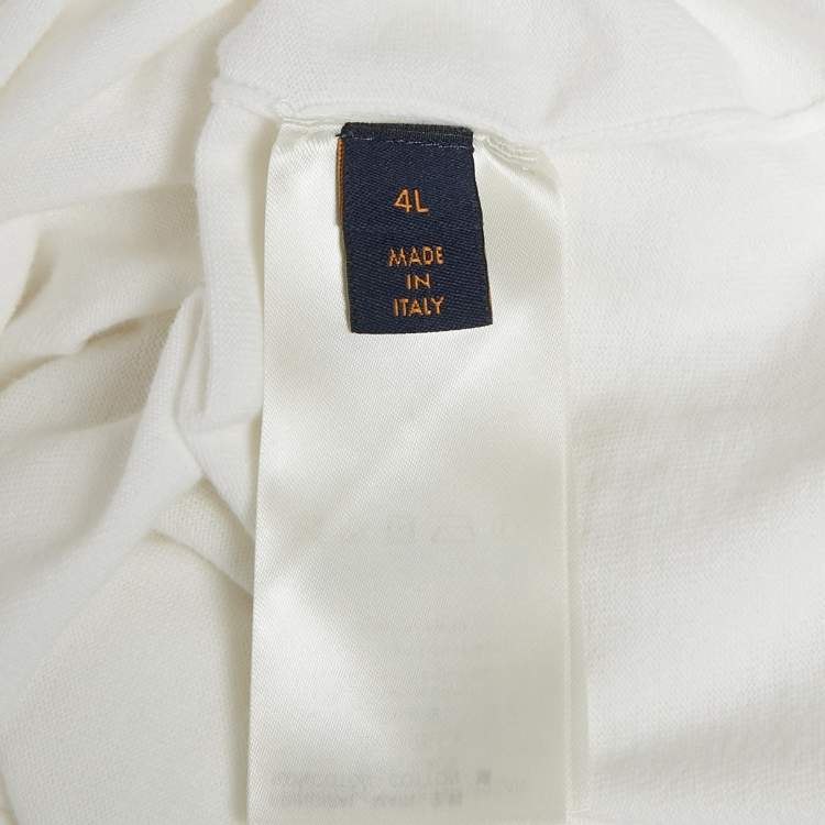 مملوكة مسبقًا Louis Vuitton White Marque L.Vuitton Déposée Intarsia Cotton T-Shirt 4L