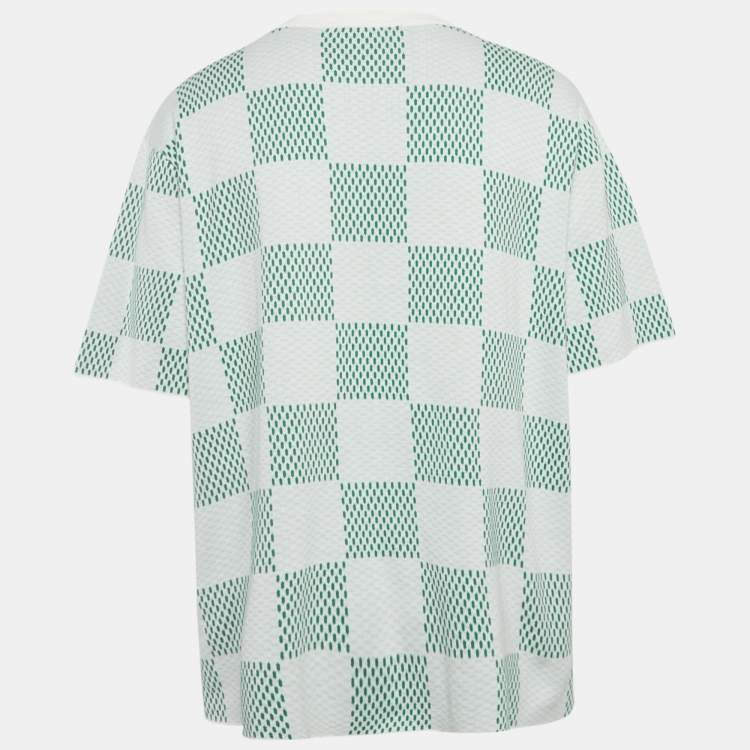 Pre Owned Louis Vuitton Green/White Damier Cotton T-Shirt 4L