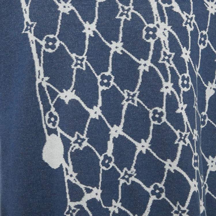 Pre Owned Louis Vuitton Blue Monogram Fishnet Cotton T-Shirt 4L