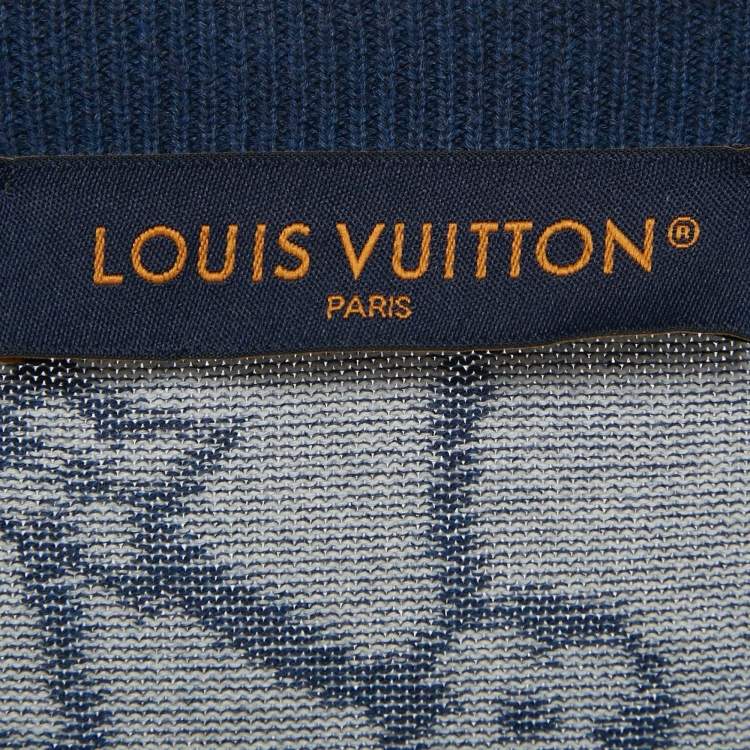 Pre Owned Louis Vuitton Blue Monogram Fishnet Cotton T-Shirt 4L