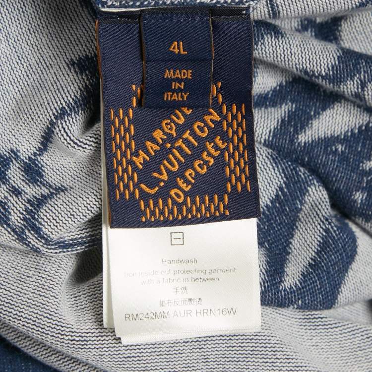 Pre Owned Louis Vuitton Blue Monogram Fishnet Cotton T-Shirt 4L