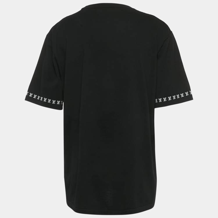Pre Owned Louis Vuitton Black Marque L.Vuitton Déposée Intarsia Cotton T-Shirt 4L