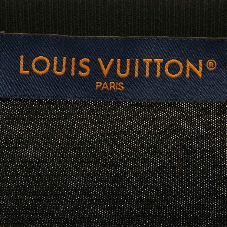 Pre Owned Louis Vuitton Black Marque L.Vuitton Déposée Intarsia Cotton T-Shirt 4L