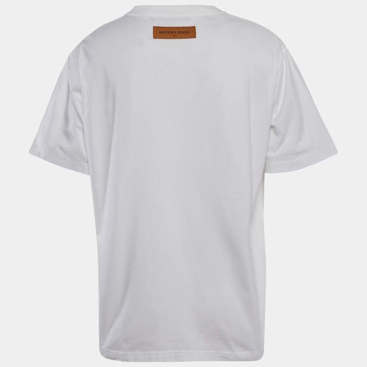 Pre Owned Louis Vuitton White LV Embossed Jersey T-Shirt XXL