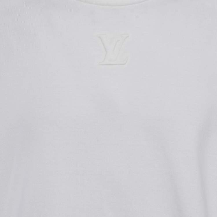 Pre Owned Louis Vuitton White LV Embossed Jersey T-Shirt XXL
