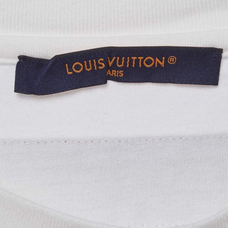 Pre Owned Louis Vuitton White LV Embossed Jersey T-Shirt XXL