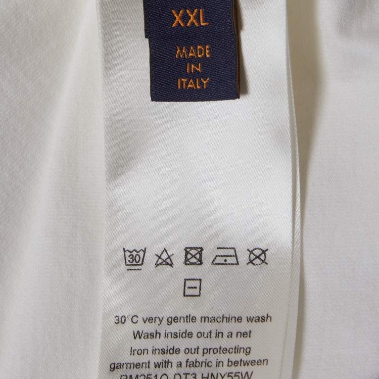Pre Owned Louis Vuitton White LV Embossed Jersey T-Shirt XXL