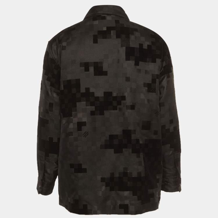 Pre Owned Louis Vuitton Marque L.Vuitton Deposee Black Velvet Chic Graphic Overshirt XXL