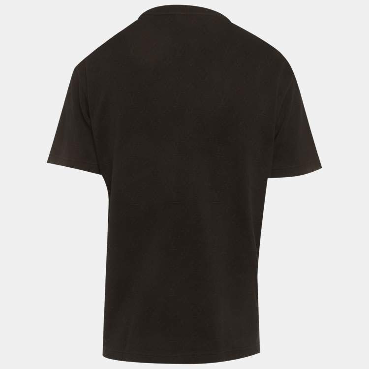 مملوكة مسبقًا تي شيرت جيب ثلاثي الأبعاد لوي فيتون قطن بنقوش أحادية اللون أسود مقاس كبير - لارج