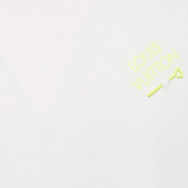 Pre Owned Louis Vuitton White Signature Pin Cotton Knit T-Shirt M