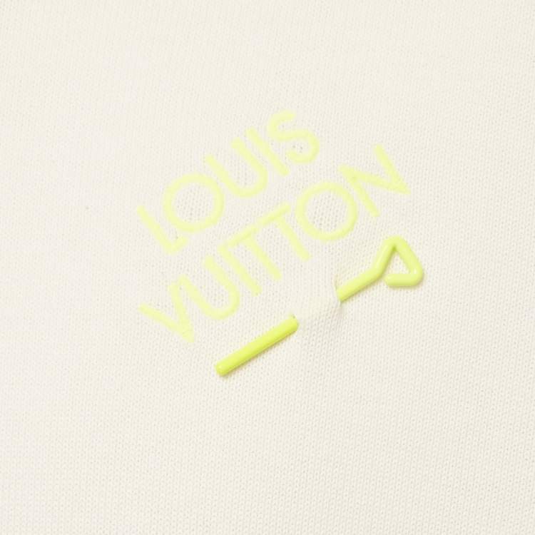 Pre Owned Louis Vuitton White Signature Pin Cotton Knit T-Shirt M