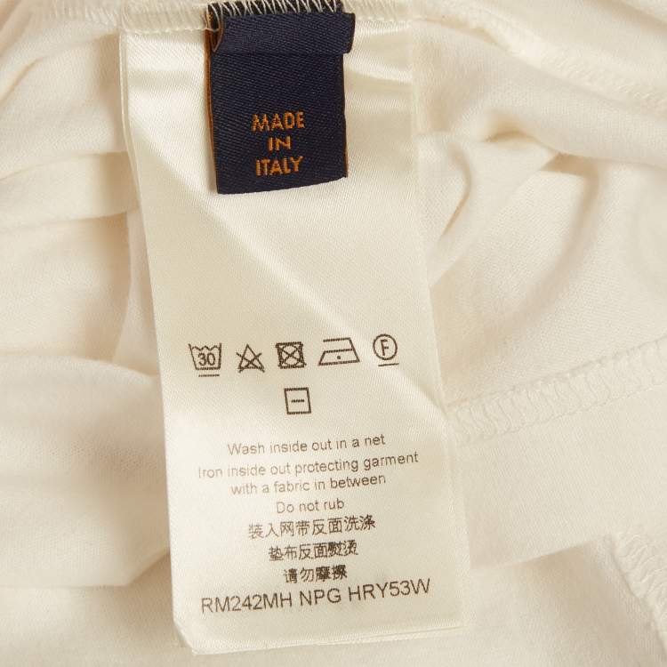 Pre Owned Louis Vuitton White Logo Embossed Jersey T-Shirt M