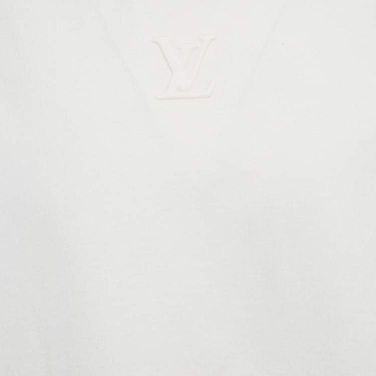 Pre Owned Louis Vuitton White Jersey Embossed LV T-Shirt XXL