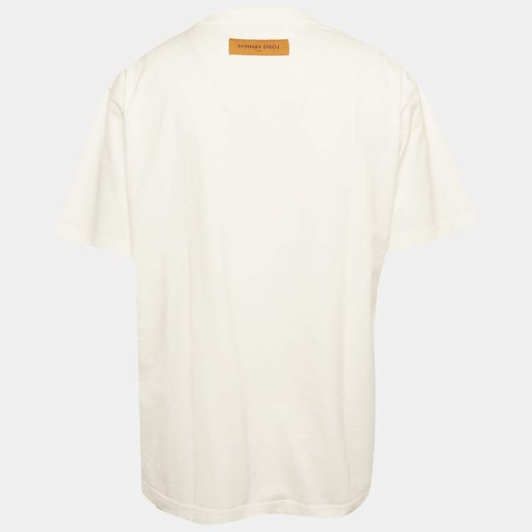 Pre Owned Louis Vuitton White Jersey Embossed LV T-Shirt XXL
