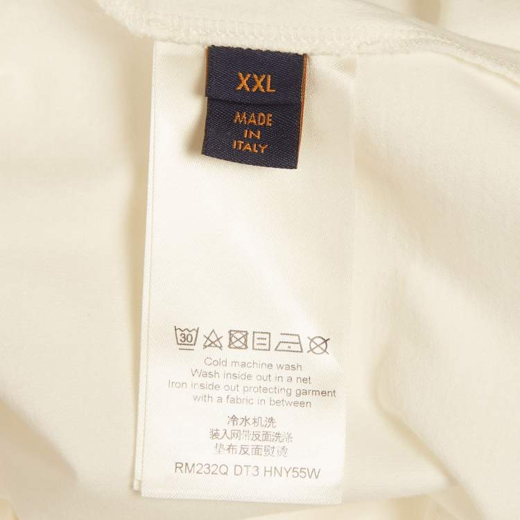 Pre Owned Louis Vuitton White Jersey Embossed LV T-Shirt XXL