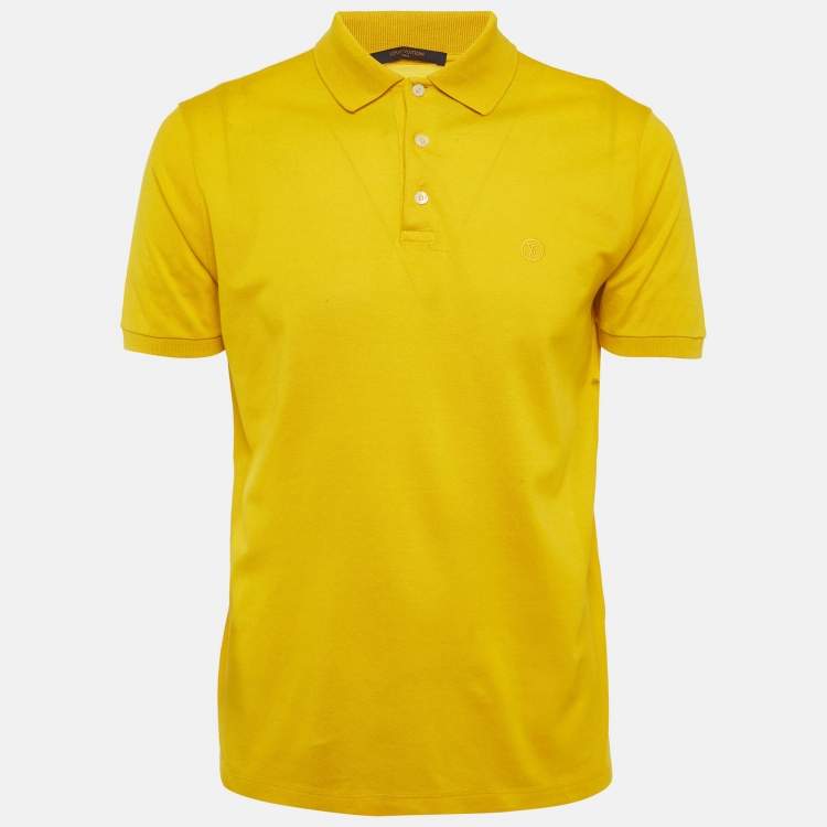 Pre Owned Louis Vuitton Yellow Pique Polo T-Shirt M