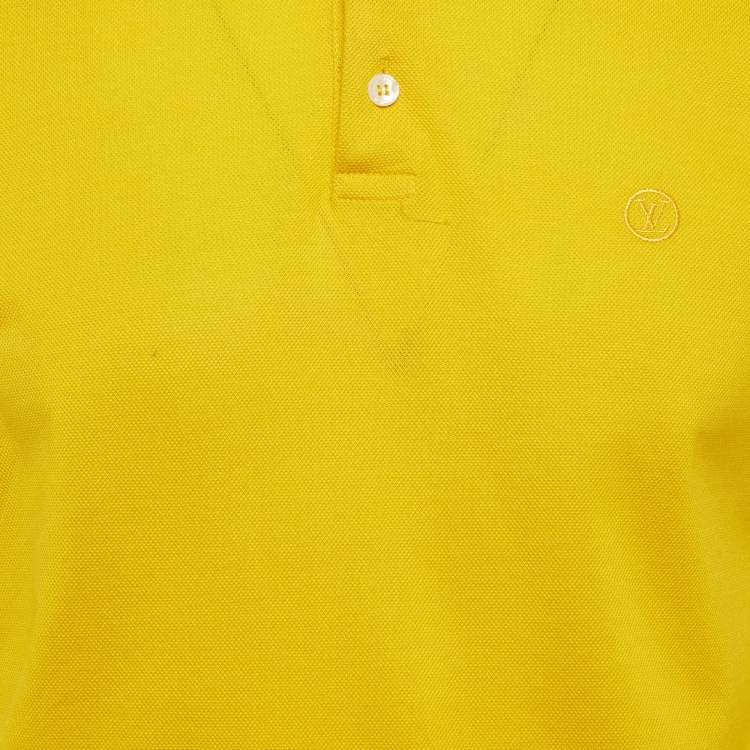 Pre Owned Louis Vuitton Yellow Pique Polo T-Shirt M