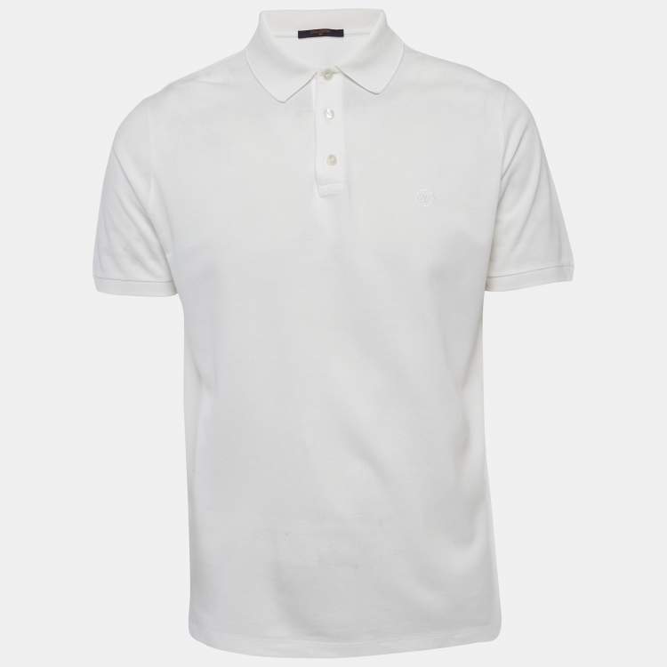 مملوكة مسبقًا Louis Vuitton White Pique Polo T-Shirt L
