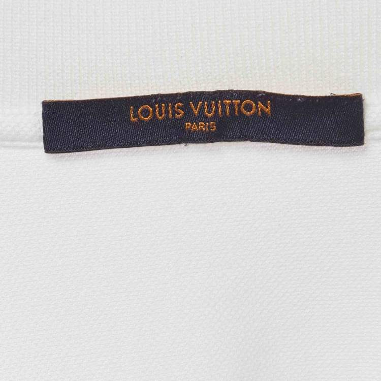 مملوكة مسبقًا Louis Vuitton White Pique Polo T-Shirt L