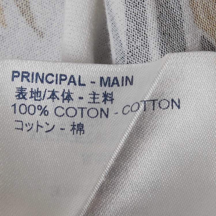 مملوكة مسبقًا Louis Vuitton White/Blue Striped Floral Print Jersey T-Shirt L