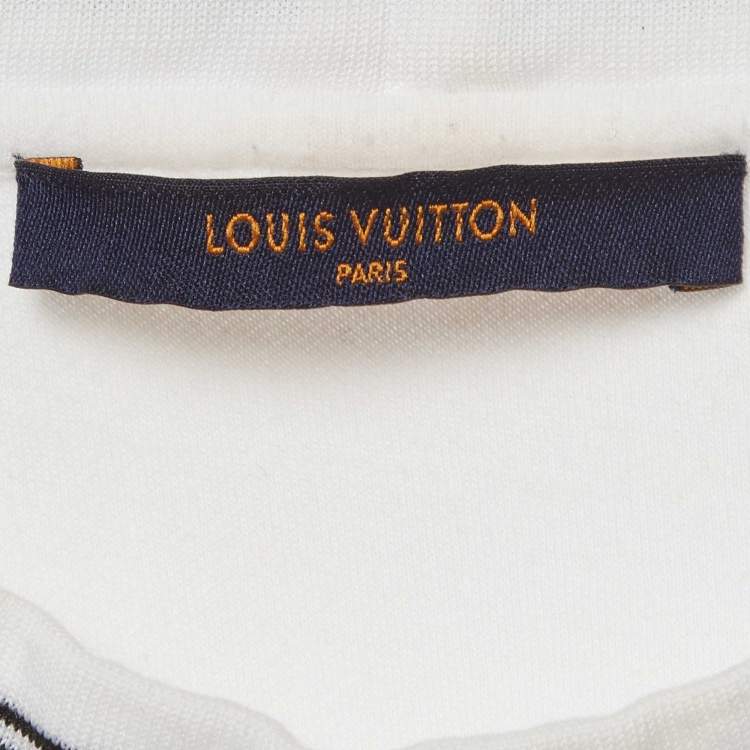 Pre Owned Louis Vuitton White Logo Neck Jersey Long Sleeve T-Shirt L