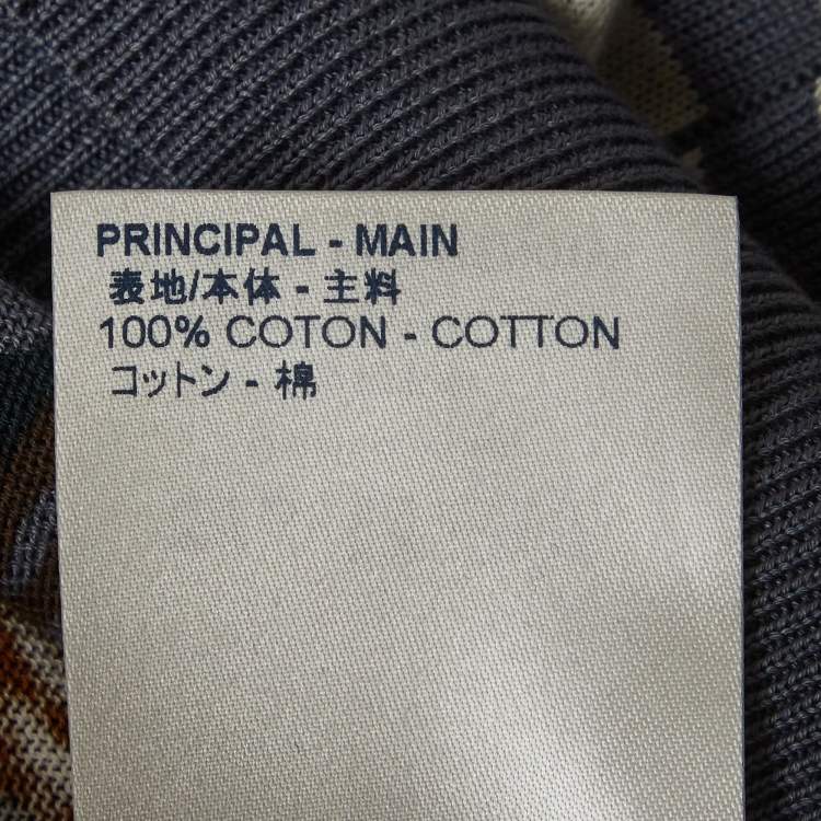 Pre Owned Louis Vuitton Blue Striped Floral Cotton Polo T-Shirt L