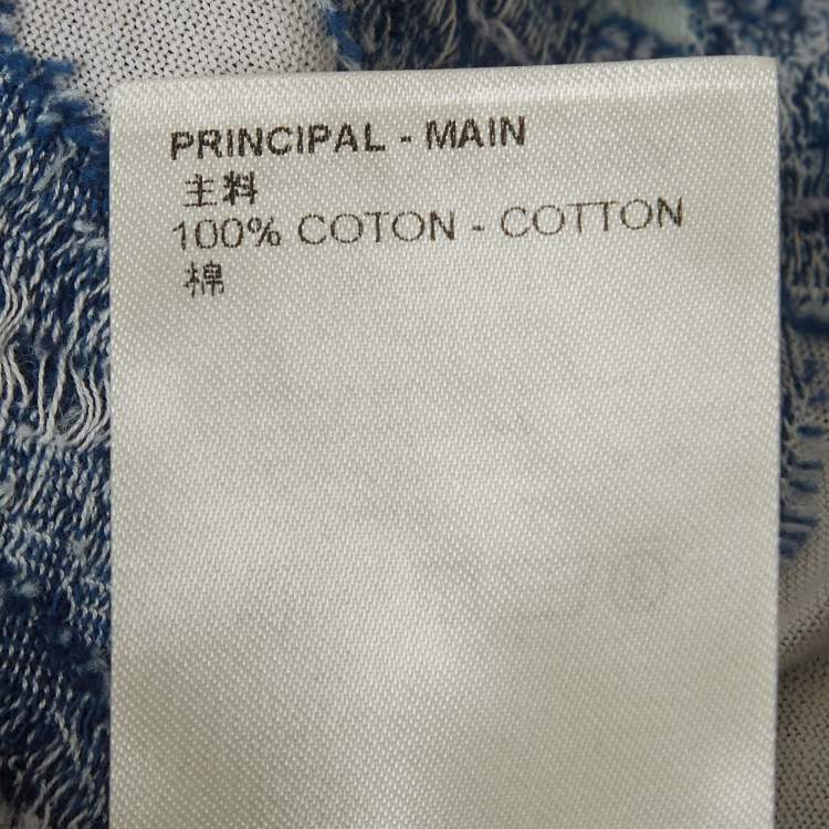 Pre Owned Louis Vuitton Blue Jacquard Jersey Crewneck T-Shirt M