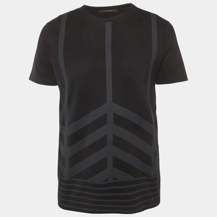 Pre Owned Louis Vuitton Black Check Jersey T-Shirt M