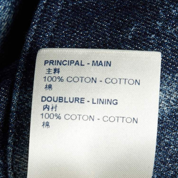 Pre Owned Louis Vuitton Blue Damier Salt Denim Short Sleeve Shirt L