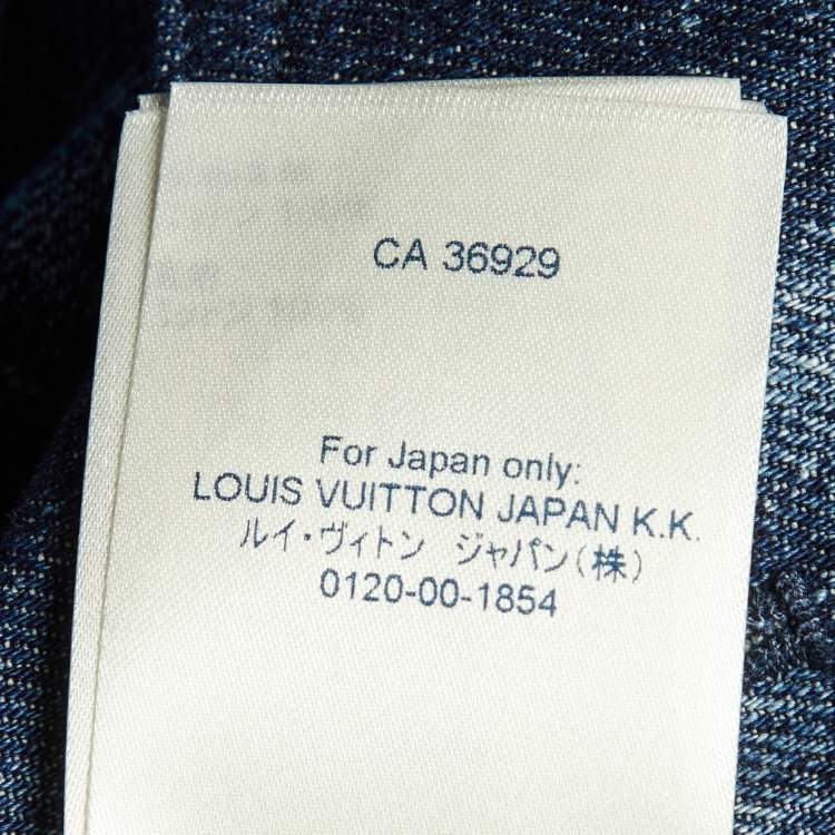 Pre Owned Louis Vuitton Blue Damier Salt Denim Short Sleeve Shirt L