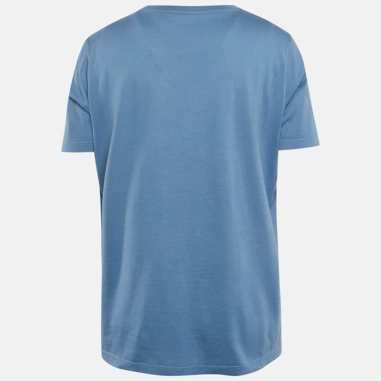 Pre Owned Louis Vuitton Blue LV Logo Classic T-Shirt XXL