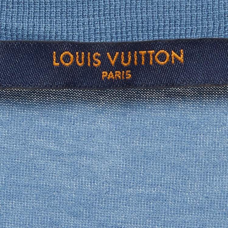 Pre Owned Louis Vuitton Blue LV Logo Classic T-Shirt XXL