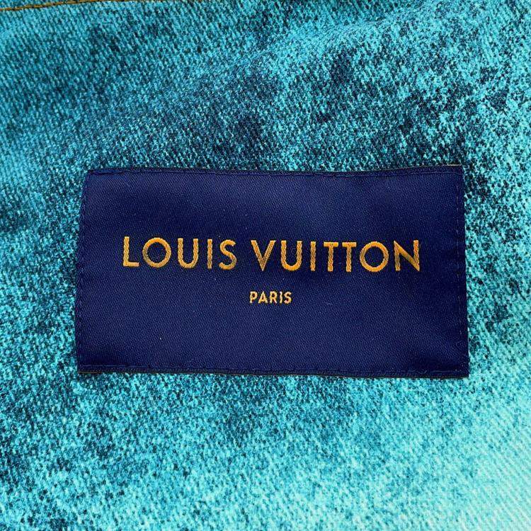 Pre Owned Louis Vuitton Spray Denim Jacket Size 48 Blue/White U14 Hoa10W Cotton100%