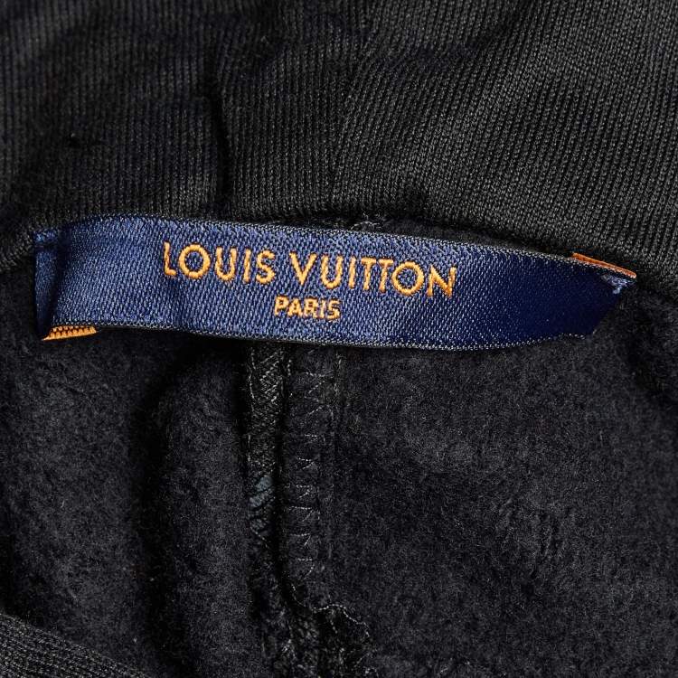 Pre Owned Louis Vuitton Black Circle Cut Monogram Cotton Hoodie XL