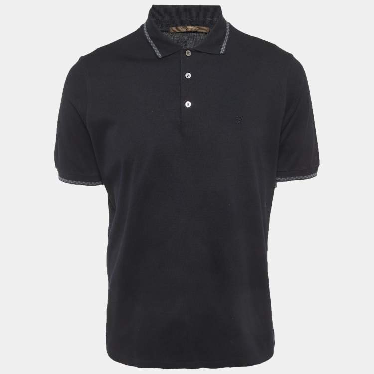 Pre Owned Louis Vuitton Black Cotton Polo T-Shirt XL