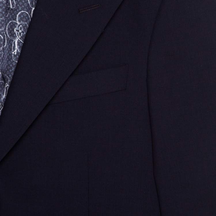 Pre Owned Louis Vuitton Uniforms Navy Blue Wool Slim Blazer XS