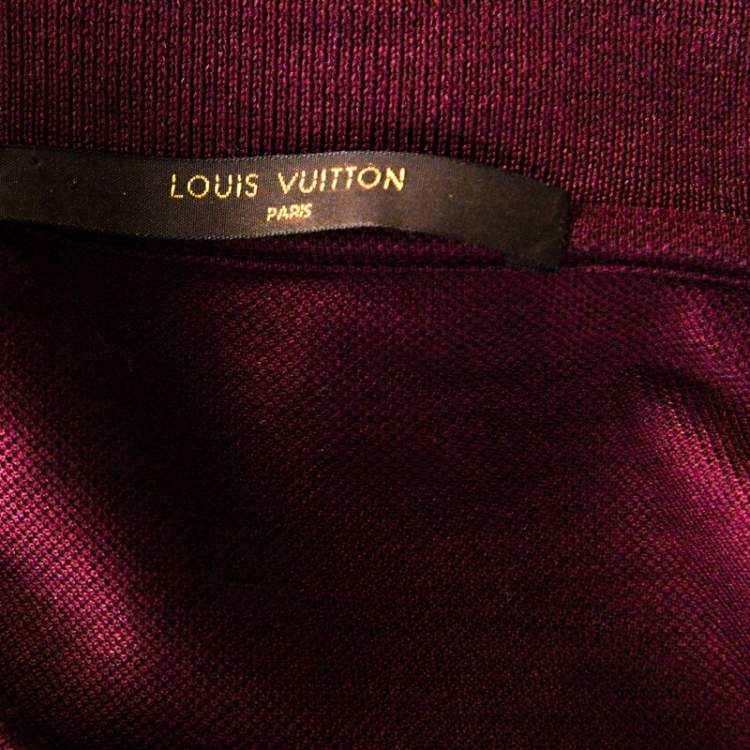 مملوكة مسبقًا Louis Vuitton Burgundy Honeycomb Knit Cotton Logo Embroidered Polo T Shirt XL