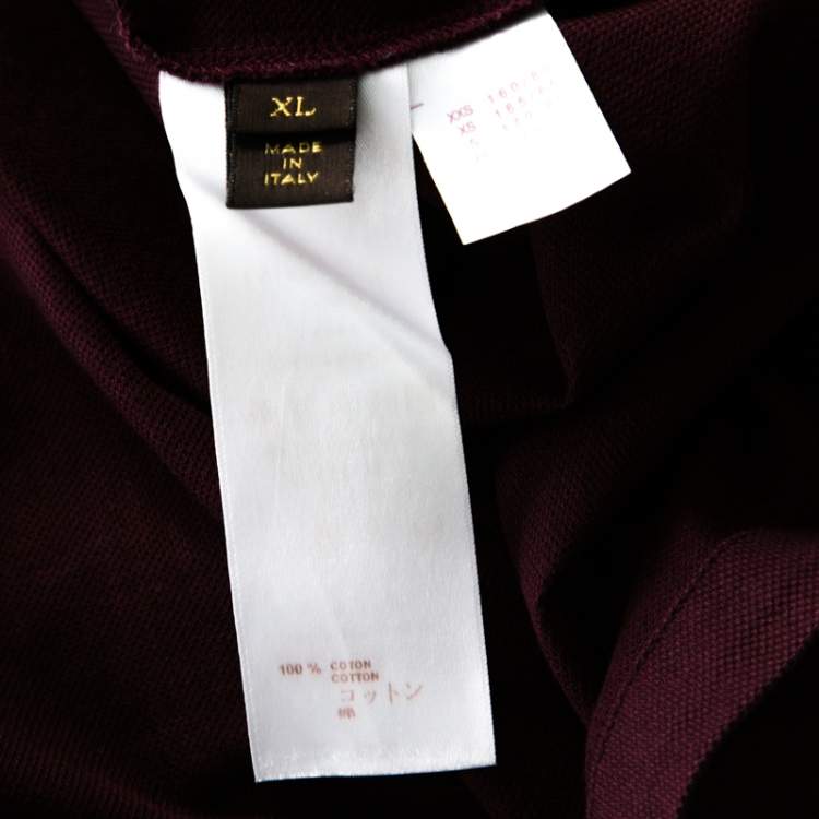 مملوكة مسبقًا Louis Vuitton Burgundy Honeycomb Knit Cotton Logo Embroidered Polo T Shirt XL