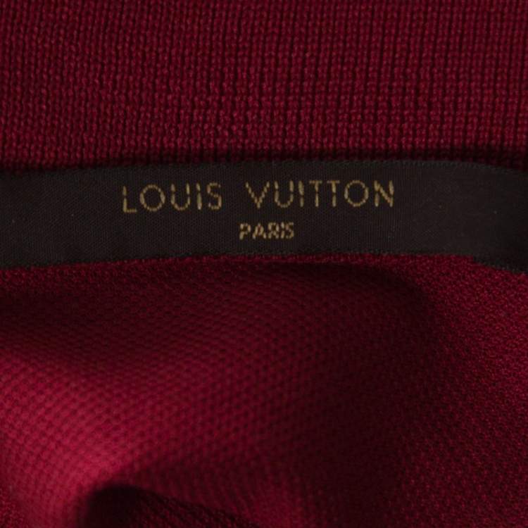 Pre Owned Louis Vuitton Red Cotton Honeycomb Knit Short Sleeve Polo T-Shirt S