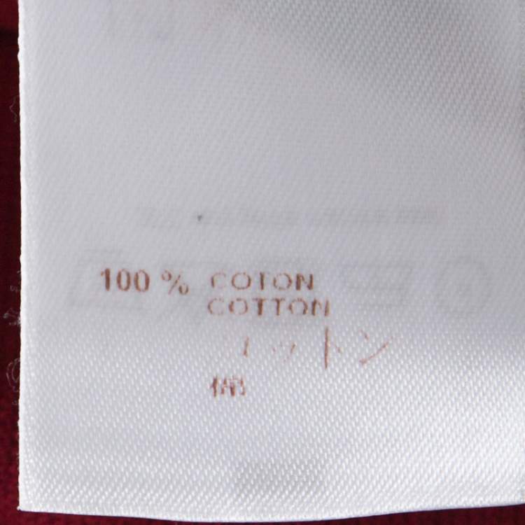 Pre Owned Louis Vuitton Red Cotton Honeycomb Knit Short Sleeve Polo T-Shirt S