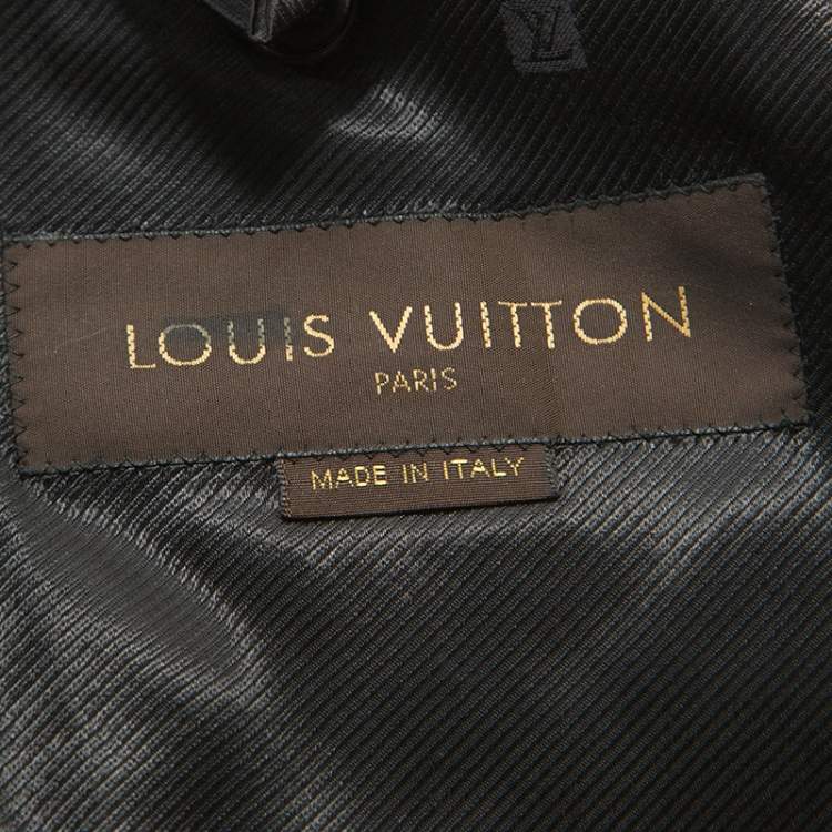 Pre Owned Louis Vuitton Black Wool Epaulette Detail Coat L