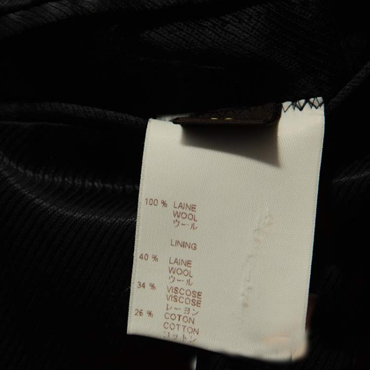 Pre Owned Louis Vuitton Black Wool Epaulette Detail Coat L