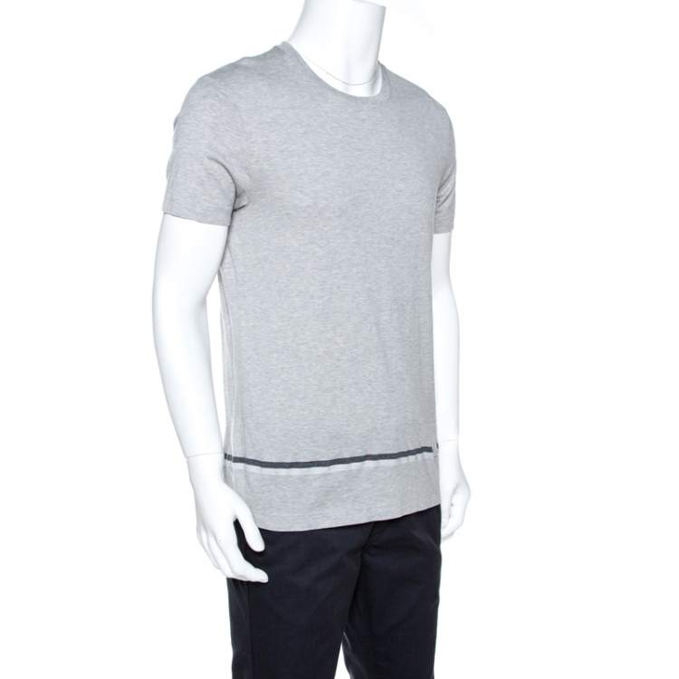 Pre Owned Louis Vuitton Grey Cotton Logo Detail T-Shirt M