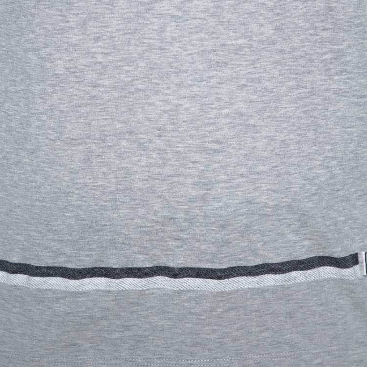 Pre Owned Louis Vuitton Grey Cotton Logo Detail T-Shirt M