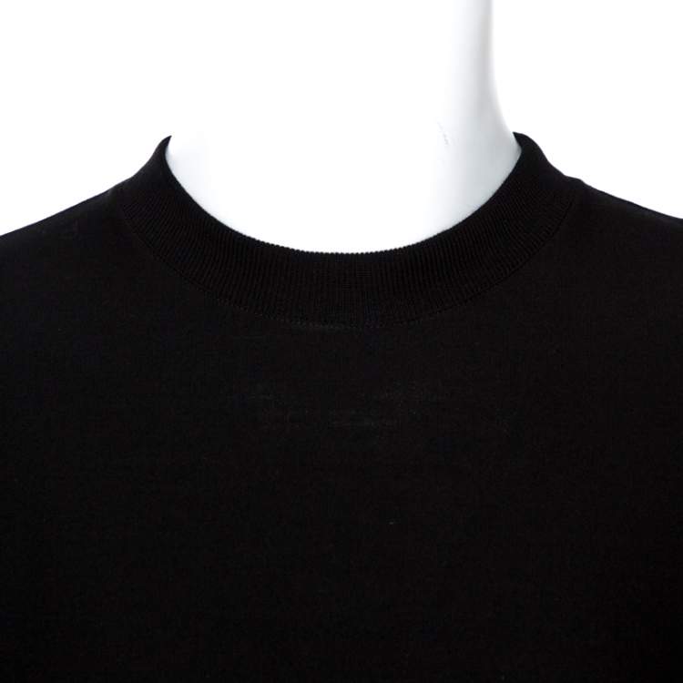 Pre Owned Louis Vuitton Black Cotton & Jacquard Velour Satellite T Shirt M 